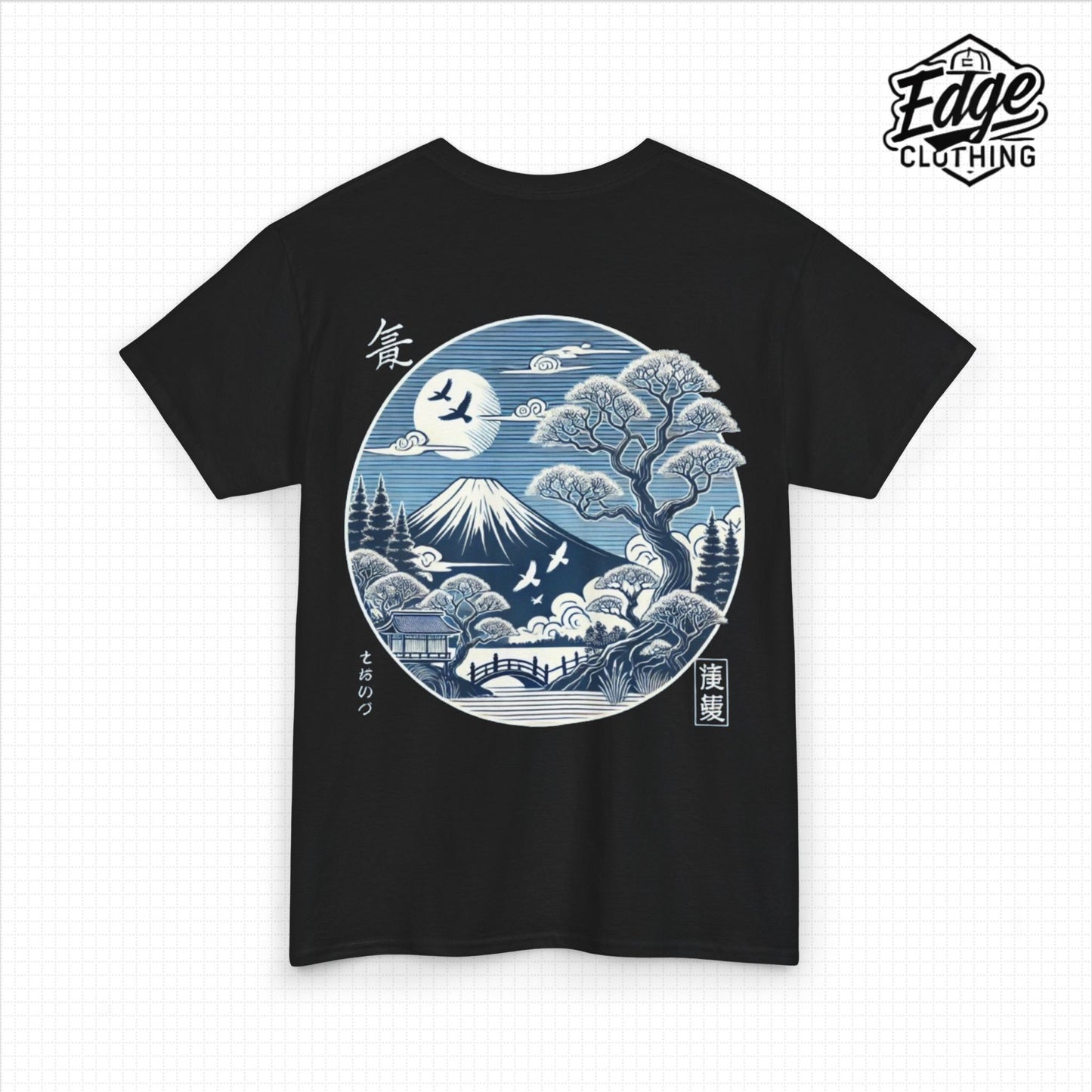 Japanese Unisex Heavy Cotton Tee with Mount Fuji Design | Aesthetic Streetwear for Men & Women