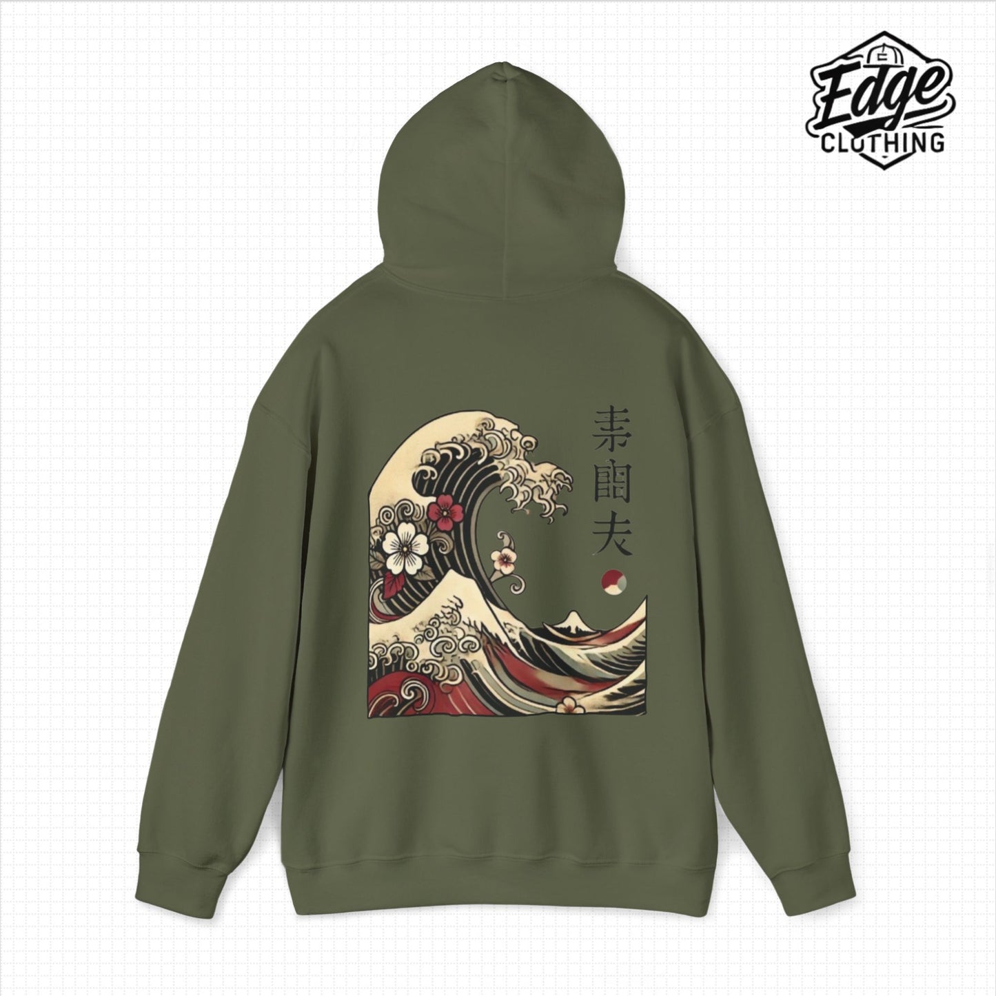 Japanese Unisex Heavy Blend™ Hooded Sweatshirt with Wave Design | Aesthetic Streetwear for Men & Women