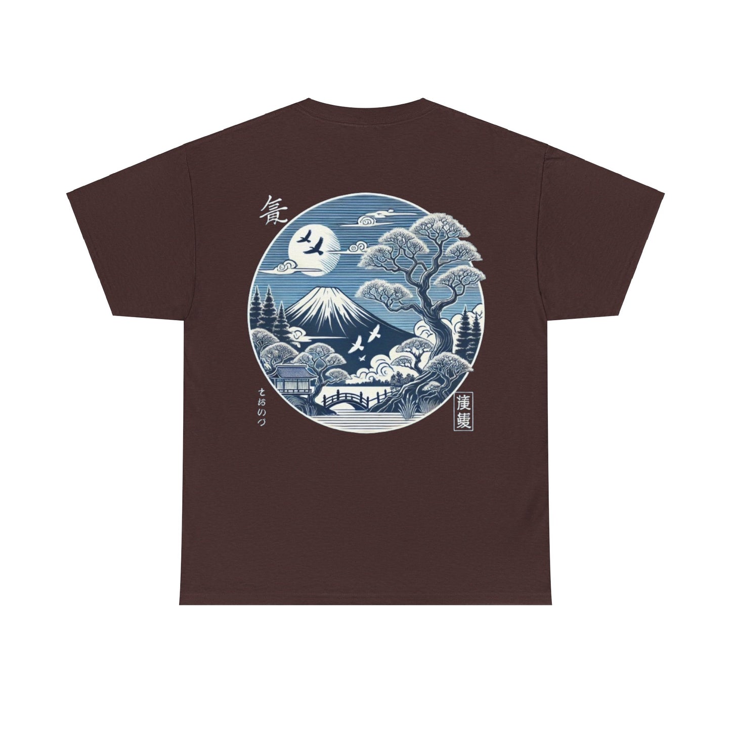 Japanese Unisex Heavy Cotton Tee with Mount Fuji Design | Aesthetic Streetwear for Men & Women