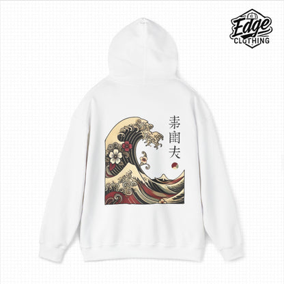 Japanese Unisex Heavy Blend™ Hooded Sweatshirt with Wave Design | Aesthetic Streetwear for Men & Women