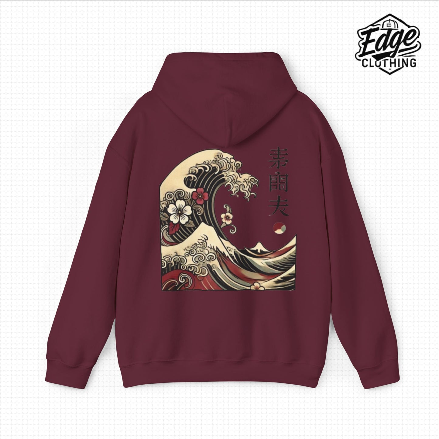 Japanese Unisex Heavy Blend™ Hooded Sweatshirt with Wave Design | Aesthetic Streetwear for Men & Women