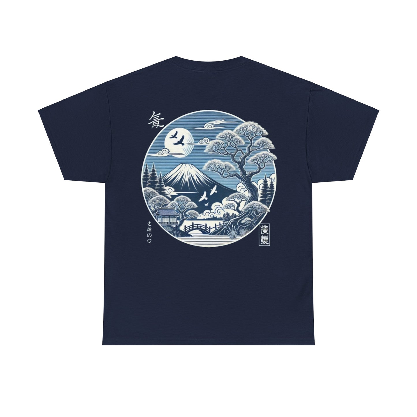 Japanese Unisex Heavy Cotton Tee with Mount Fuji Design | Aesthetic Streetwear for Men & Women