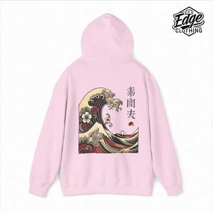 Japanese Unisex Heavy Blend™ Hooded Sweatshirt with Wave Design | Aesthetic Streetwear for Men & Women