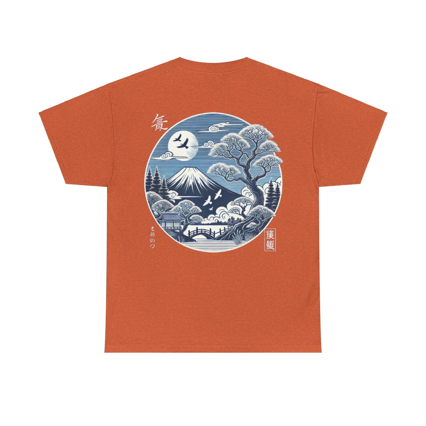 Japanese Unisex Heavy Cotton Tee with Mount Fuji Design | Aesthetic Streetwear for Men & Women