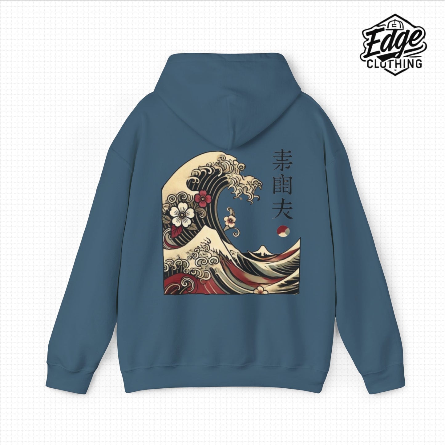 Japanese Unisex Heavy Blend™ Hooded Sweatshirt with Wave Design | Aesthetic Streetwear for Men & Women